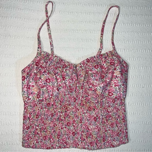 American Vintage Tops - Women’s Y2K Babydoll Cami Tank Top Womens Size Small Coquette Milkmaid Floral